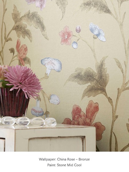 Обои Little Greene Archive Trails China Rose - Bronze 0275CHBRONZ фото в интерьере